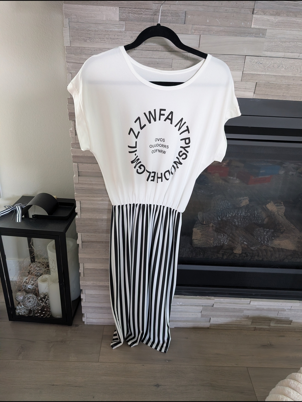White & Black Striped Casual Women’s Dress